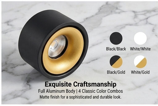 Ultra-Slim No-Hole LED Ceiling Spotlight – Surface Mount, Anti-Glare for Living Room & Hallway
