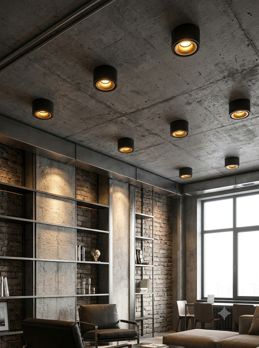 Ultra-Slim No-Hole LED Ceiling Spotlight – Surface Mount, Anti-Glare for Living Room & Hallway
