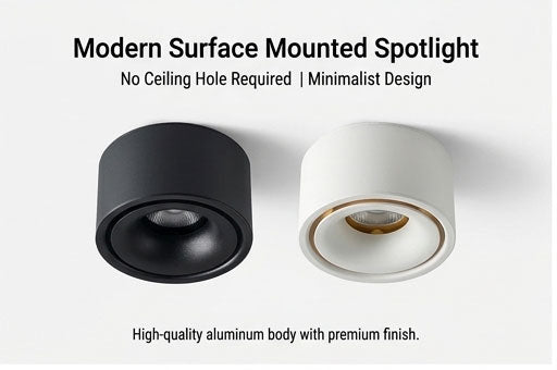 Ultra-Slim No-Hole LED Ceiling Spotlight – Surface Mount, Anti-Glare for Living Room & Hallway