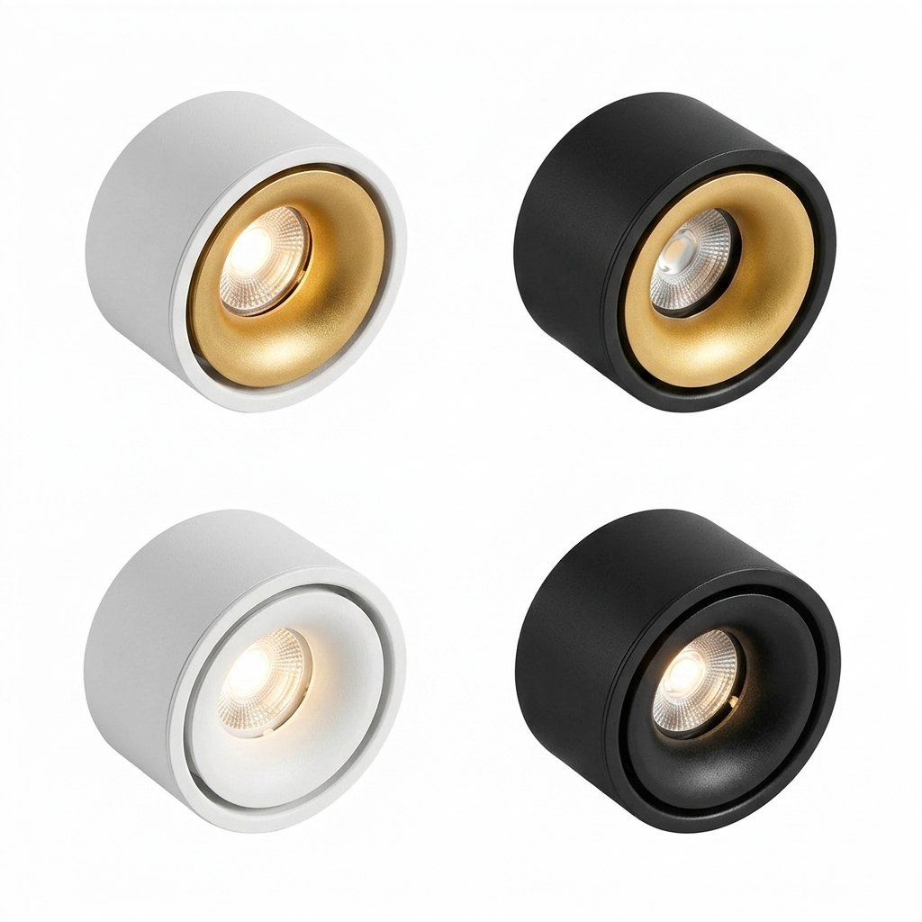 Ultra-Slim No-Hole LED Ceiling Spotlight – Surface Mount, Anti-Glare for Living Room & Hallway