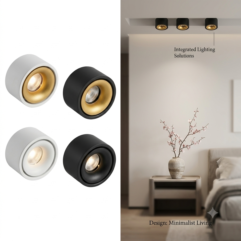 Ultra-Slim No-Hole LED Ceiling Spotlight – Surface Mount, Anti-Glare for Living Room & Hallway