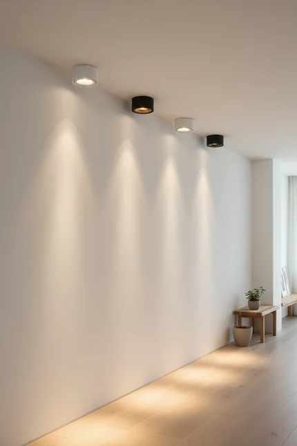 Ultra-Slim No-Hole LED Ceiling Spotlight – Surface Mount, Anti-Glare for Living Room & Hallway