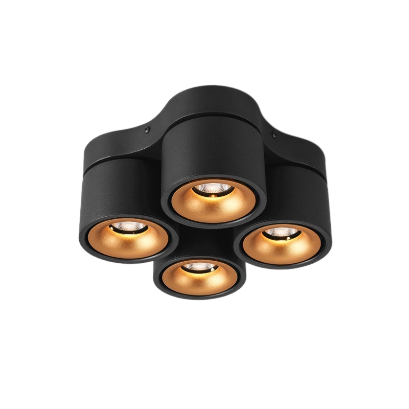 4-Head Rotatable LED Surface Spotlight | All-Aluminum | 24° Beam | No-Hole Ceiling Light