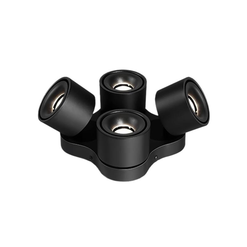 4-Head Rotatable LED Surface Spotlight | All-Aluminum | 24° Beam | No-Hole Ceiling Light