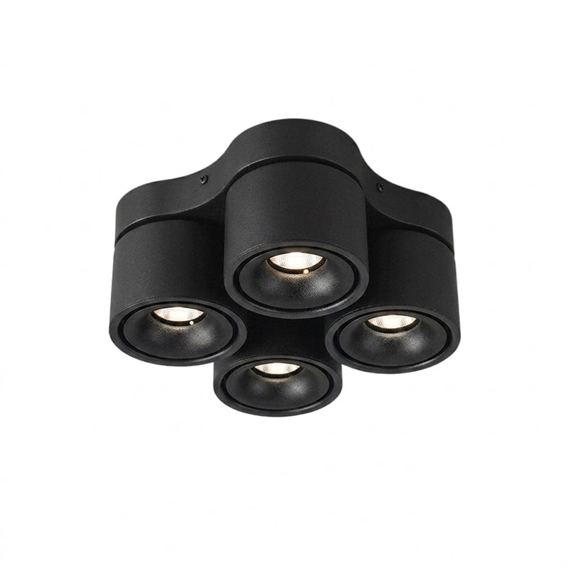 4-Head Rotatable LED Surface Spotlight | All-Aluminum | 24° Beam | No-Hole Ceiling Light