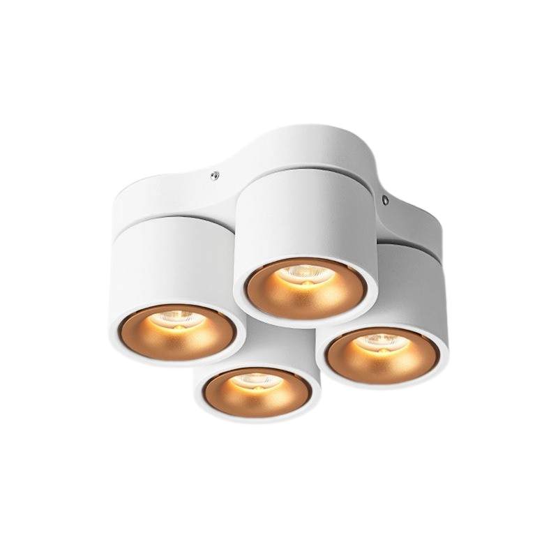 4-Head Rotatable LED Surface Spotlight | All-Aluminum | 24° Beam | No-Hole Ceiling Light