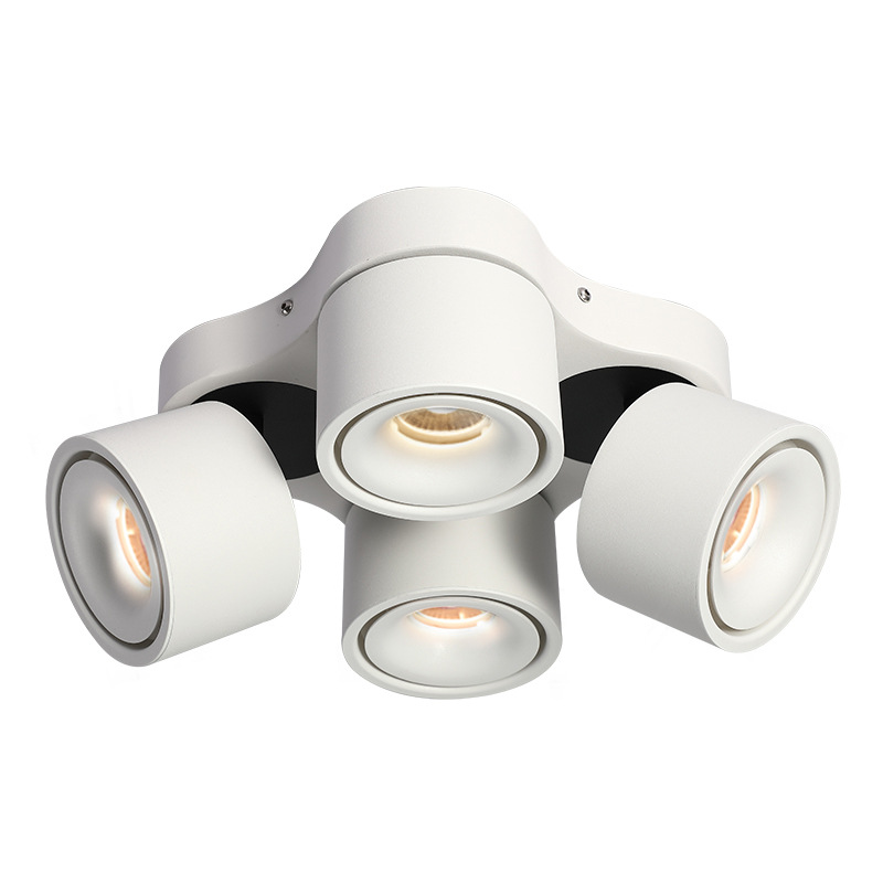 4-Head Rotatable LED Surface Spotlight | All-Aluminum | 24° Beam | No-Hole Ceiling Light