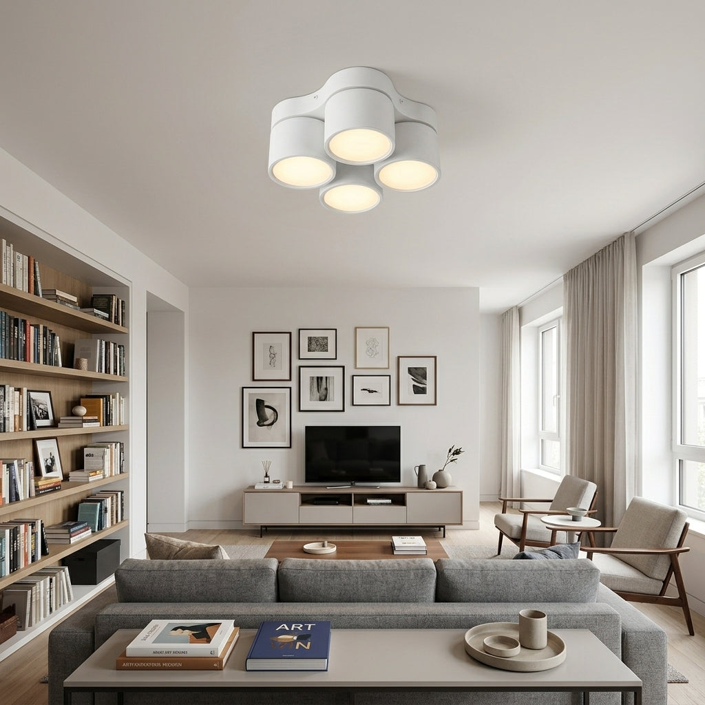 4-Head Rotatable LED Surface Spotlight | All-Aluminum | No-Hole Ceiling Light