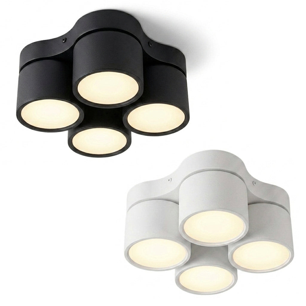 4-Head Rotatable LED Surface Spotlight | All-Aluminum | No-Hole Ceiling Light