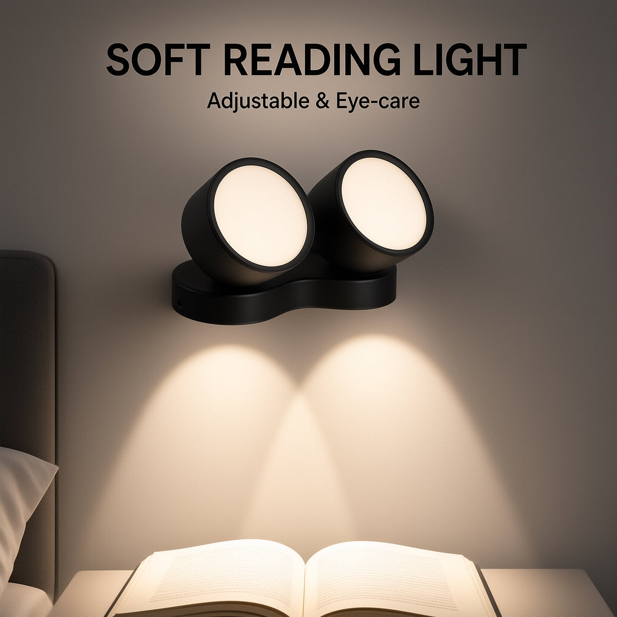 Dual Head LED Ceiling Spotlight – No Drill Surface Mount, Adjustable Swivel, Modern Home Lighting