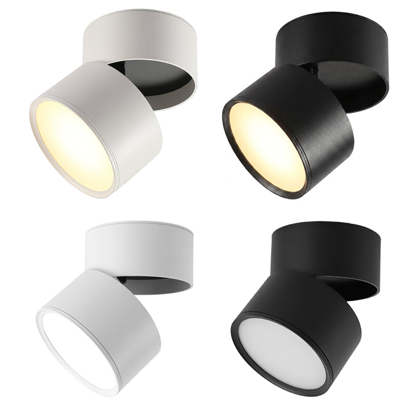 LED Ceiling Spotlight – Adjustable Swivel, Surface Mount, No Cut, Soft Wide Beam | Black & White