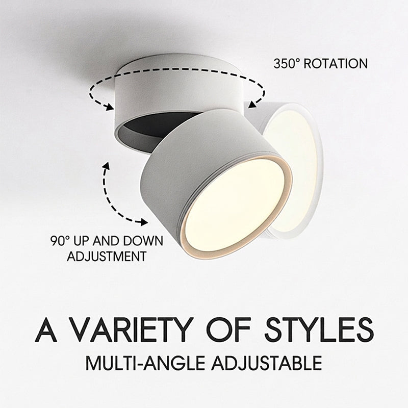LED Ceiling Spotlight – Adjustable Swivel, Surface Mount, No Cut, Soft Wide Beam | Black & White
