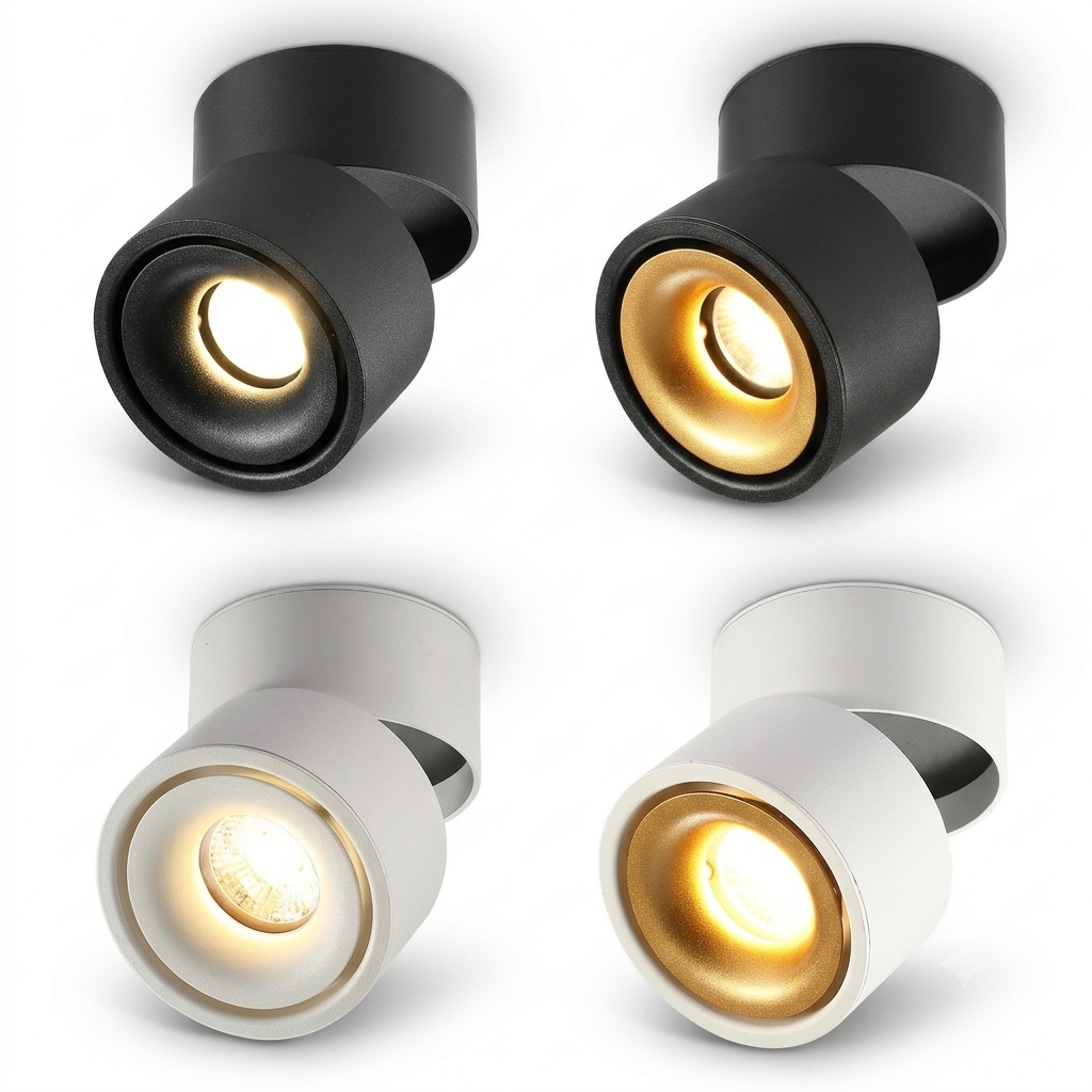 No-Hole Anti-Glare Swivel LED Ceiling Spotlight – Surface Mount for Living Room & Hallway