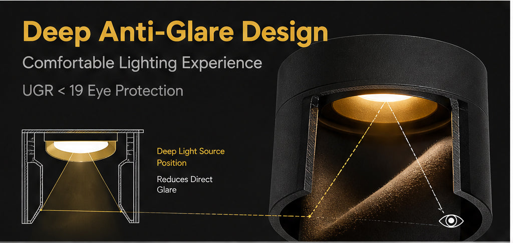 No-Hole Anti-Glare Swivel LED Ceiling Spotlight – Surface Mount for Living Room & Hallway