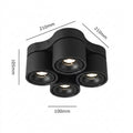 4-Head Rotatable LED Surface Spotlight | All-Aluminum | 24° Beam | No-Hole Ceiling Light