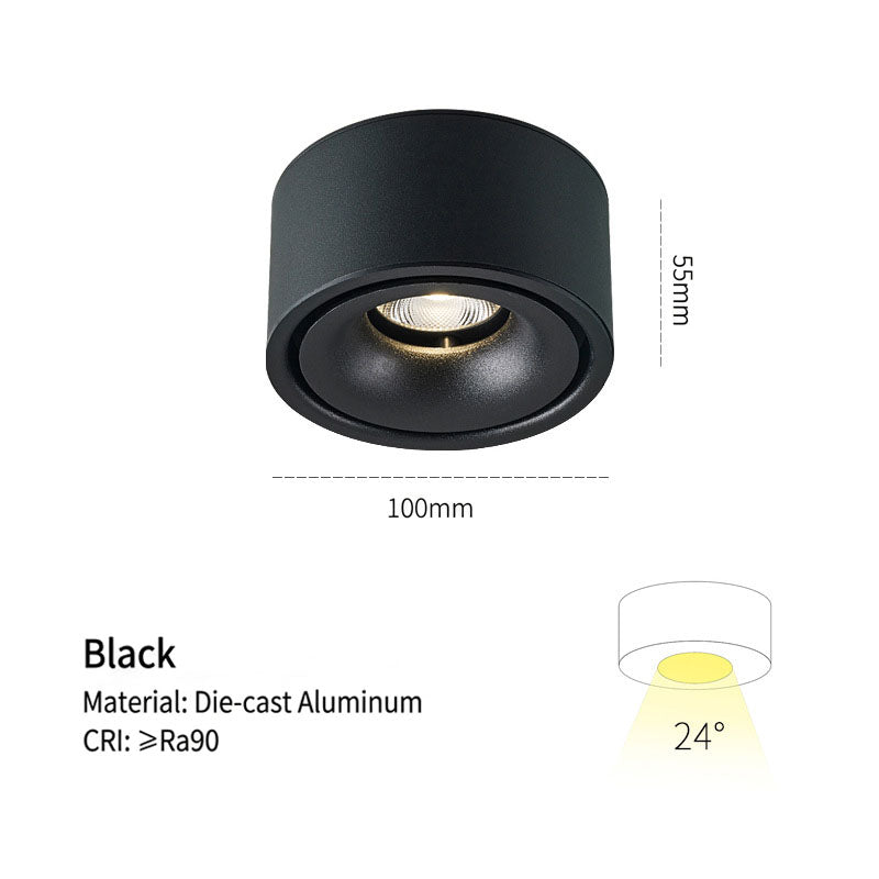 Ultra-Slim No-Hole LED Ceiling Spotlight – Surface Mount, Anti-Glare for Living Room & Hallway