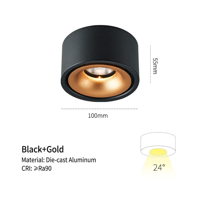 Ultra-Slim No-Hole LED Ceiling Spotlight – Surface Mount, Anti-Glare for Living Room & Hallway