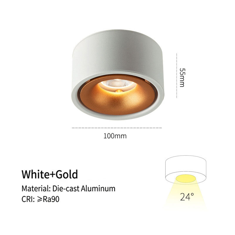 Ultra-Slim No-Hole LED Ceiling Spotlight – Surface Mount, Anti-Glare for Living Room & Hallway